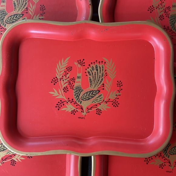 ✨ Vintage Maxey Peacock Tin Trays✨ - Picture 2 of 16